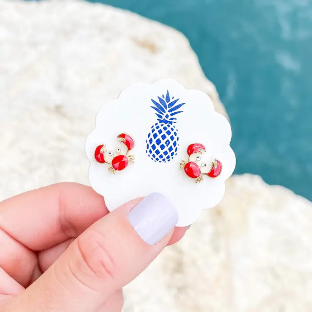 Exquisite Crab - Shaped Enamel Stud Earrings for Fashion Lovers