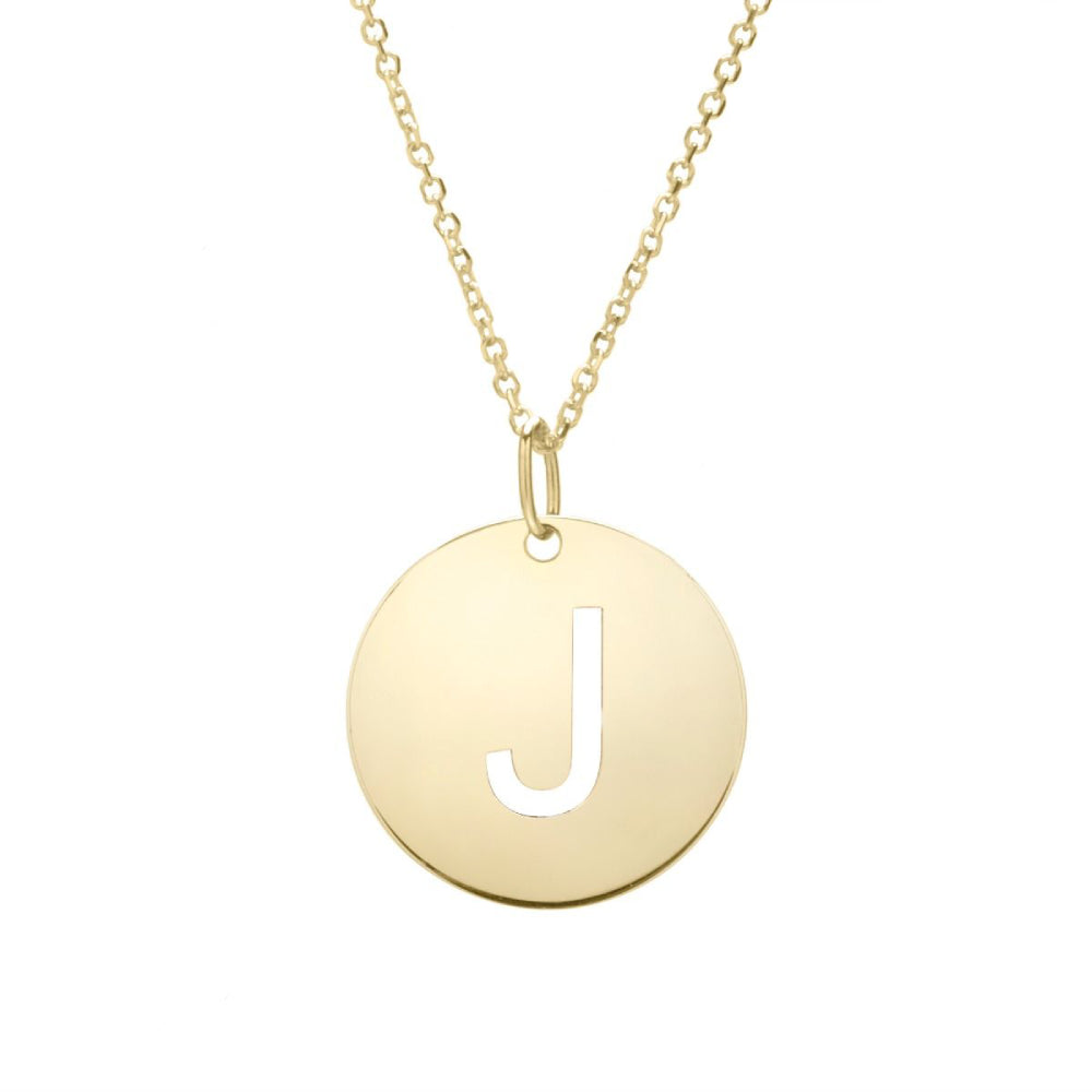 14k Gold Fashion Disc Pendant Initial Series - All Available Letters