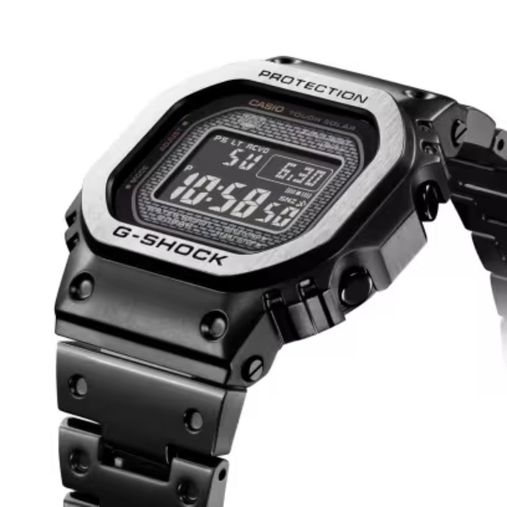 G-Shock Full Metal GMW-B5000 Series Solar-Powered Gray Men's Watch - A Stylish Timepiece with Multi-Finish Matte Black Metal Design