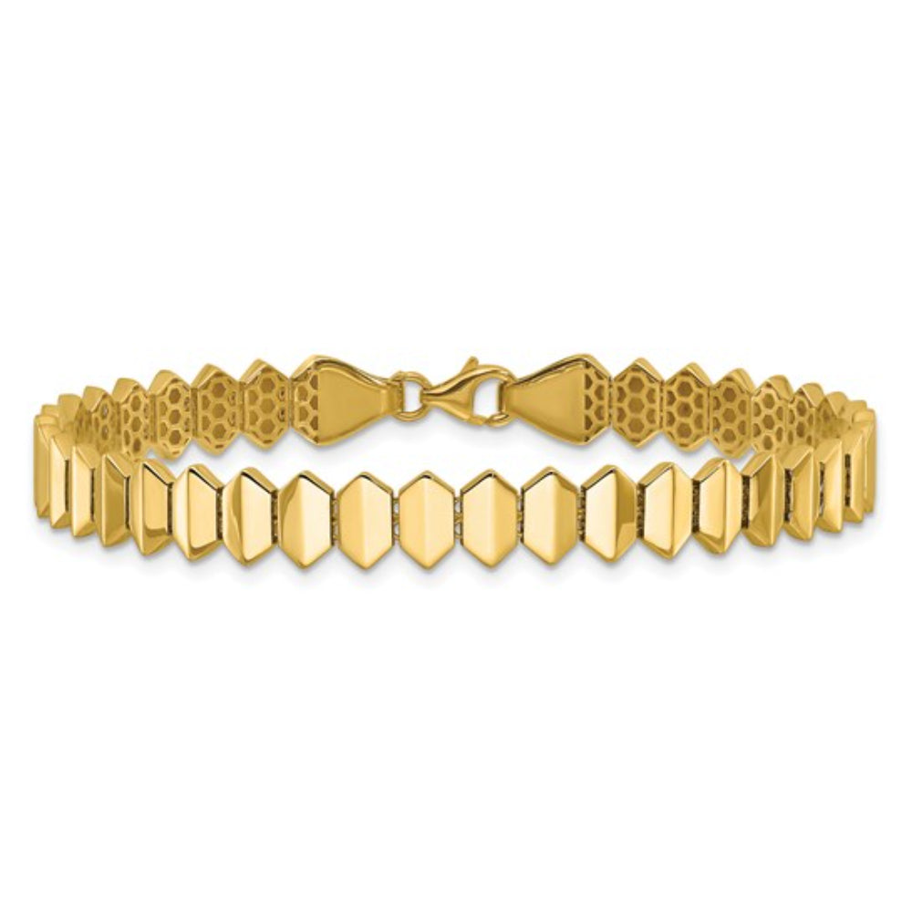 Exquisite 14k Gold Fancy Geometric Link Style Bracelet for Jewelry Lovers