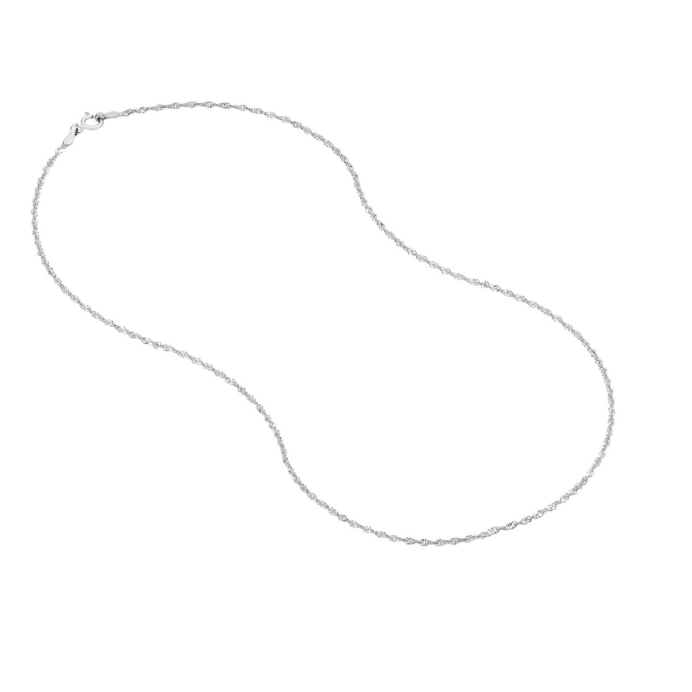 1.4mm 14k White Gold Singapore Chain for Elegant Look