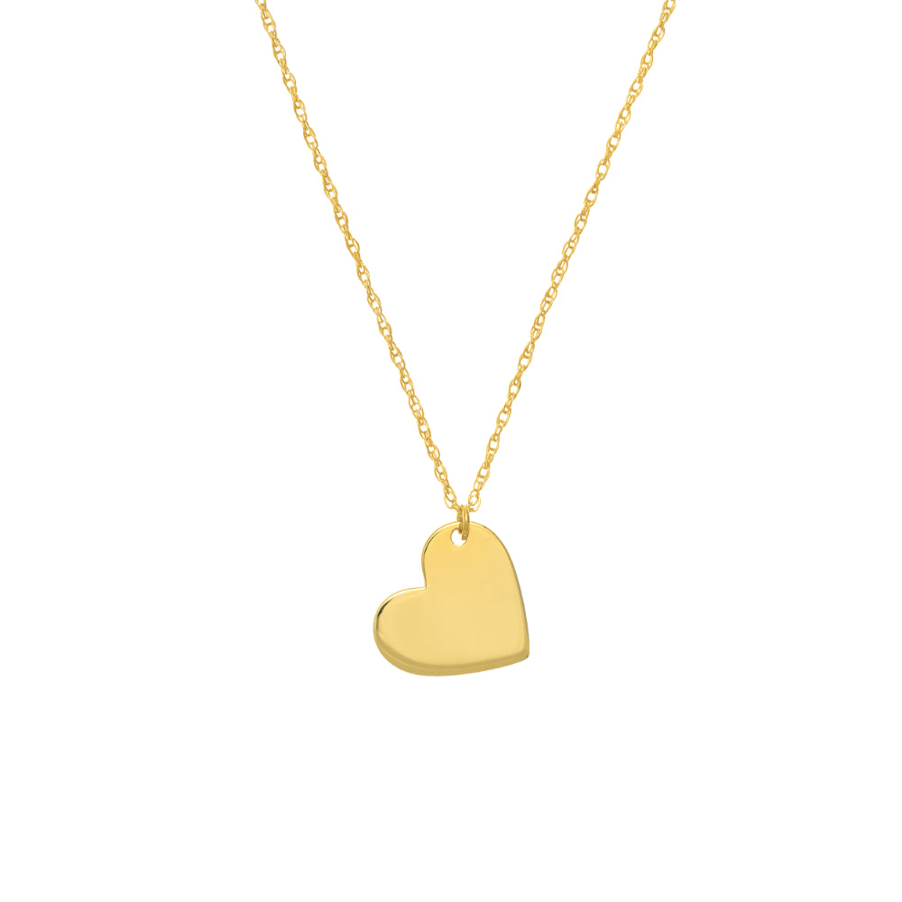 18-Inch 14k Yellow Gold Slanted Heart Pendant Necklace
