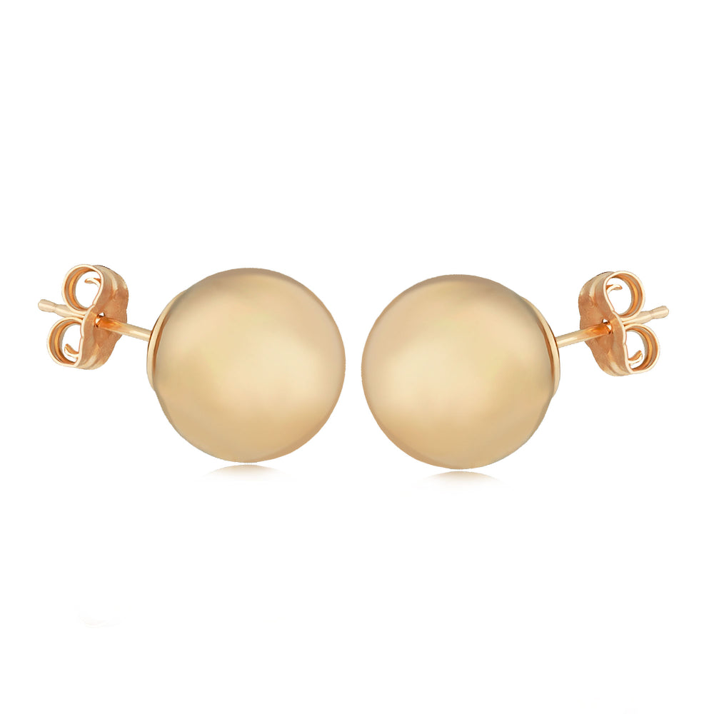 14k Yellow Gold Fashionable 10mm Ball Stud Earrings for All Occasions