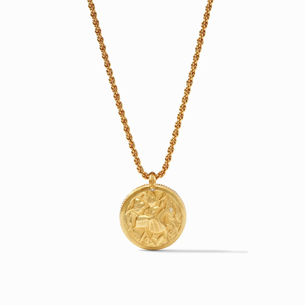 Julie Vos Coin Design Statement Necklace with Mother of Pearl Pendant