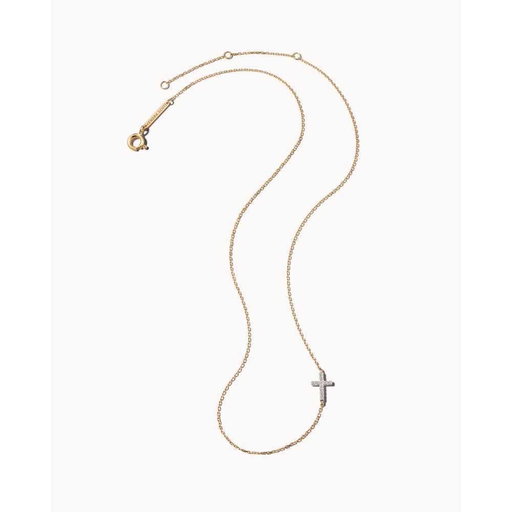 14k Gold Strand Cross Necklace with White Diamond, a Timeless Keepsake