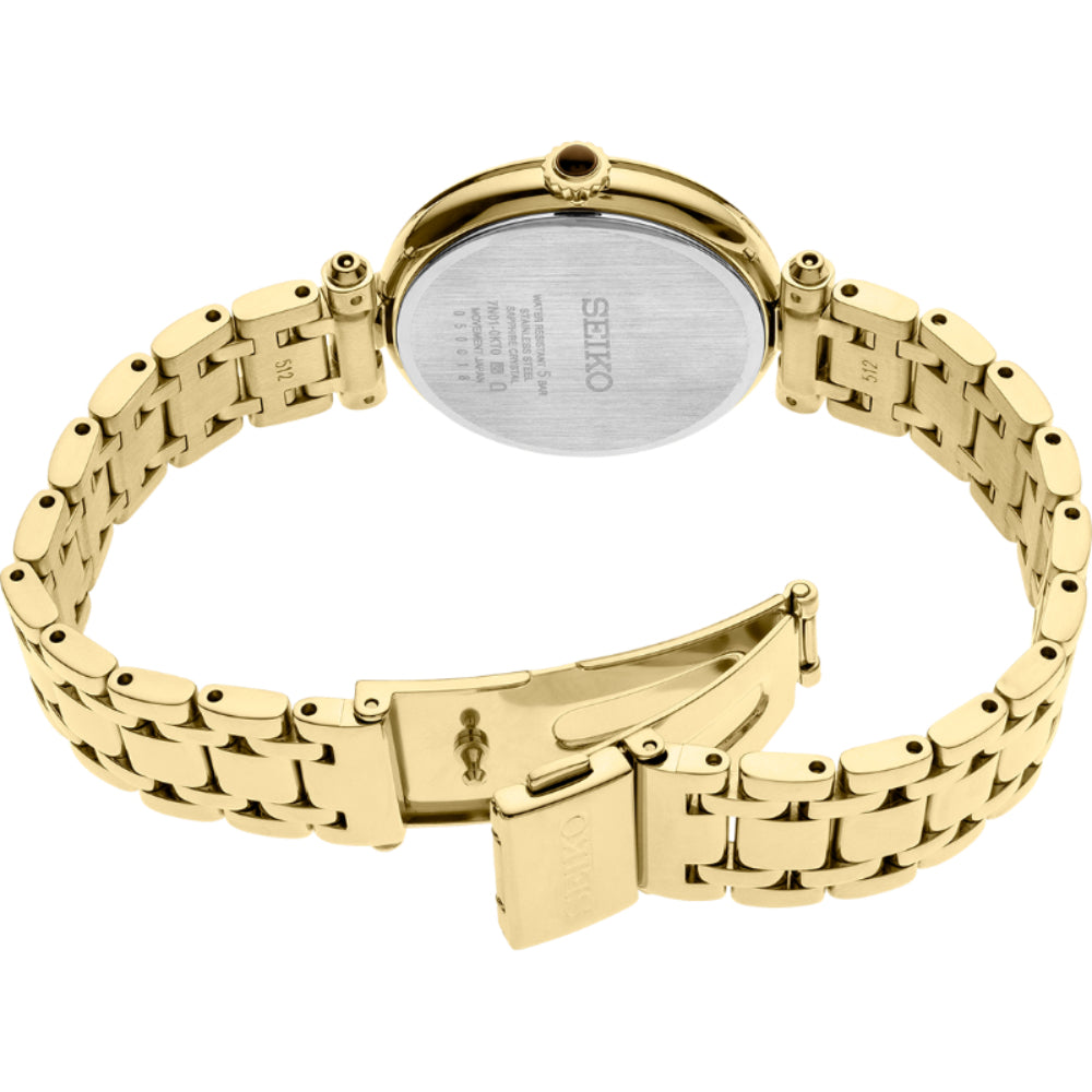 Seiko White Mother of Pearl Gold Tone Quartz Diamond Collection Ladies' Watch