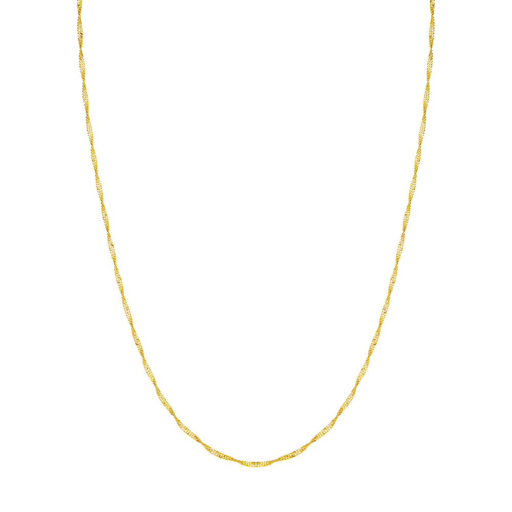 18-Inch 14k Yellow Gold Elegant Twisted Singapore Chain