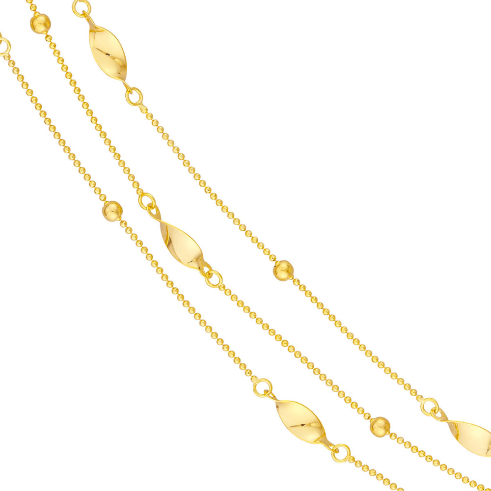 Exquisite 14k Gold Three - Layered Chain Necklace with a Length of 17 Inches