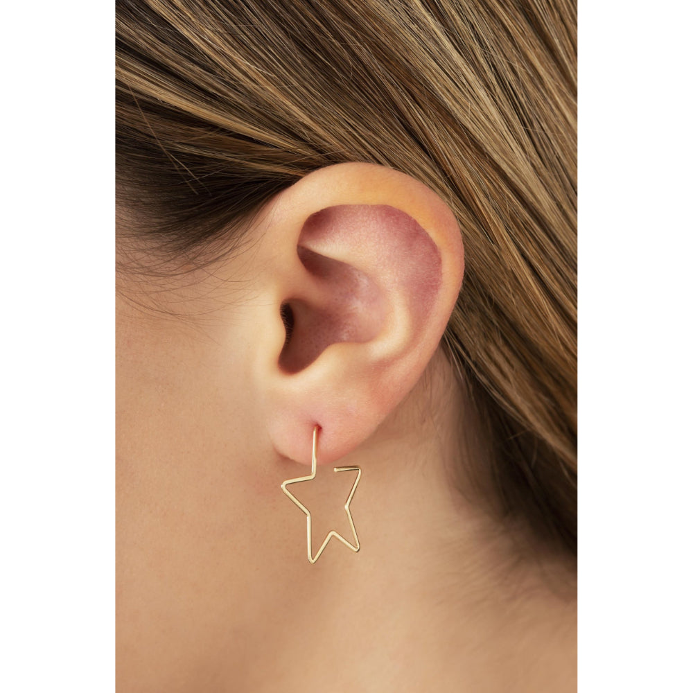Gorgeous 14k Yellow Gold Hoop Earrings Featuring Moon and Star Designs