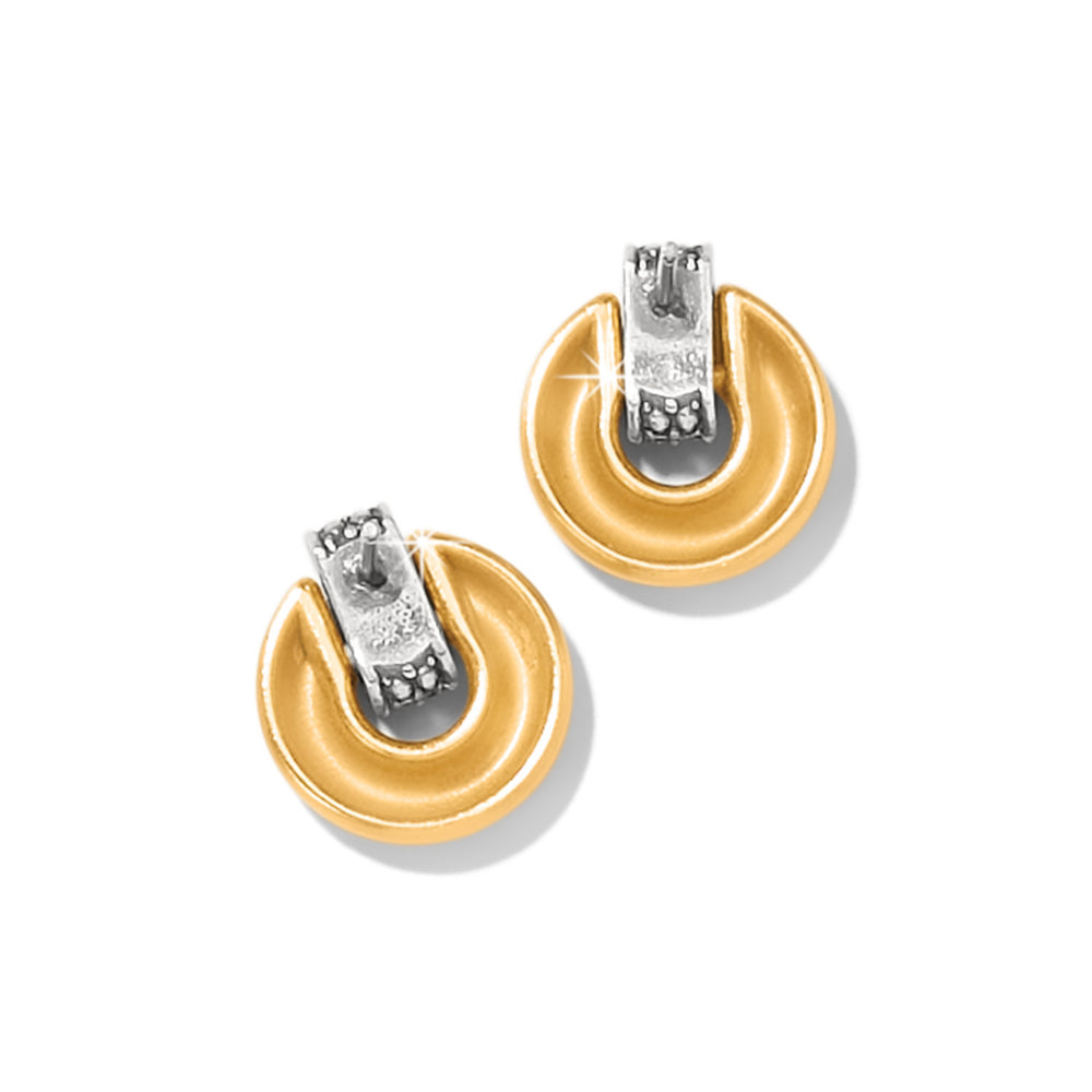 Brighton Meridian Geo Mini Gold Plated Post Drop Earrings for Women with Fine Quality Crystals
