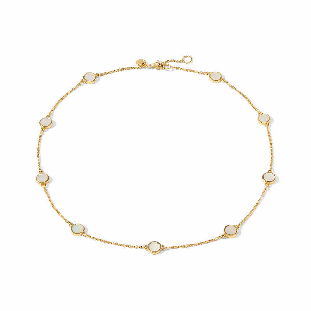 Julie Vos Valencia Exquisitely Delicate Mother of Pearl Station Necklace
