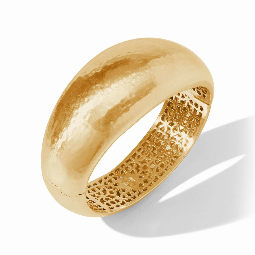 Julie Vos 24k Gold Plated Catalina Hinge Bangle with Geometric Piercework