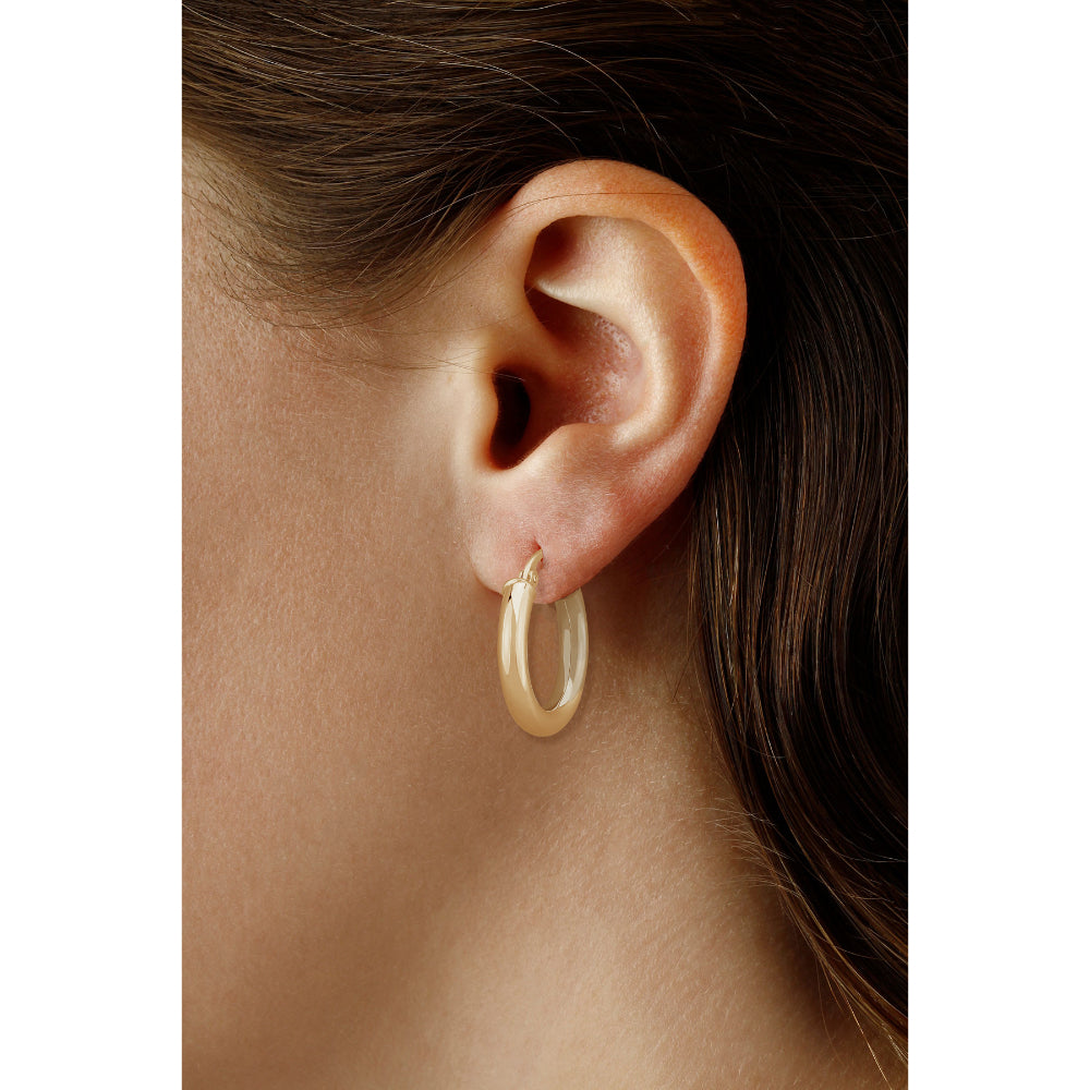 Exquisite 14k Gold Hollow Cylindrical Hoop Earrings for Fashionable Wear