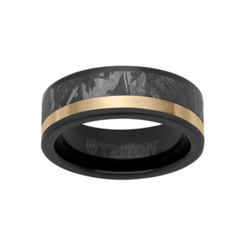 Exquisite Men's 8mm Meteorite-Inlaid Tungsten Carbide Wedding Ring for Special Occasions