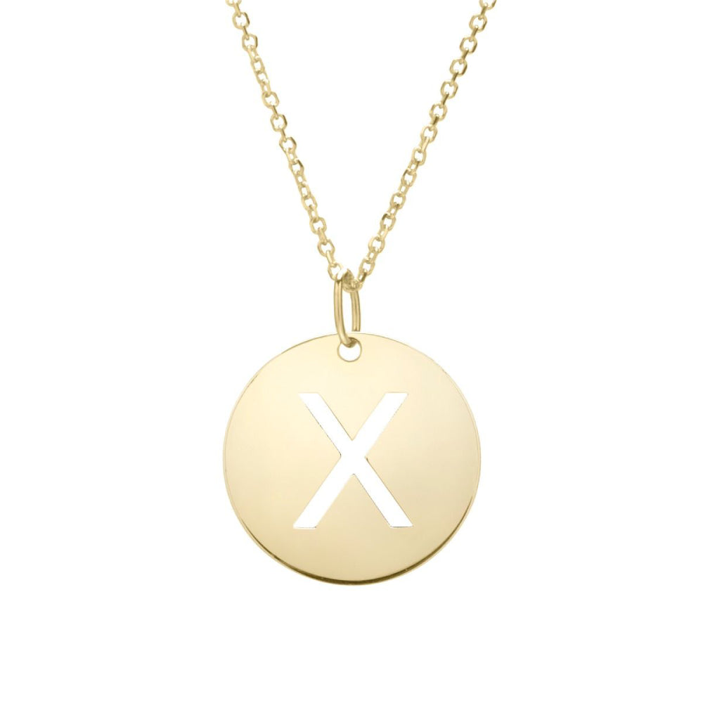 14k Gold Fashion Disc Pendant Initial Series - All Available Letters