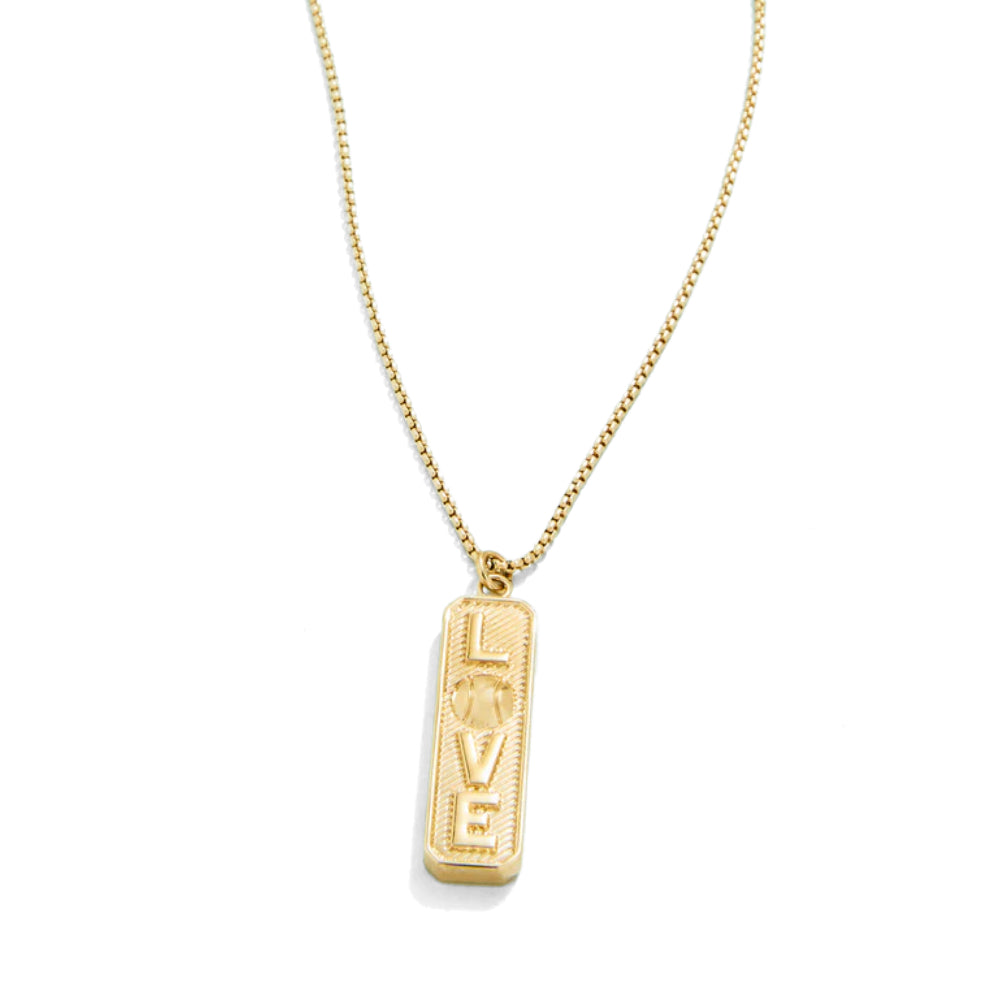 17-Inch 14kt Gold Plated Spartina Love Tennis Lucky Necklace
