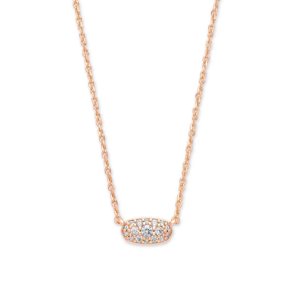 Kendra Scott's Elegant Grayson White Crystal Pendant Necklace for Women