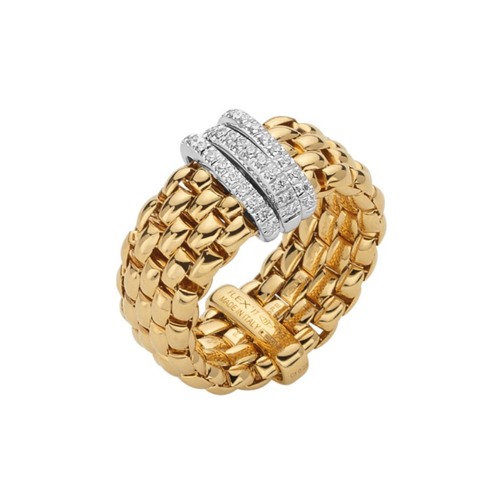 Fope 18k Gold Flexible Panorama Ring Embellished with Diamonds for Jewelry Lovers