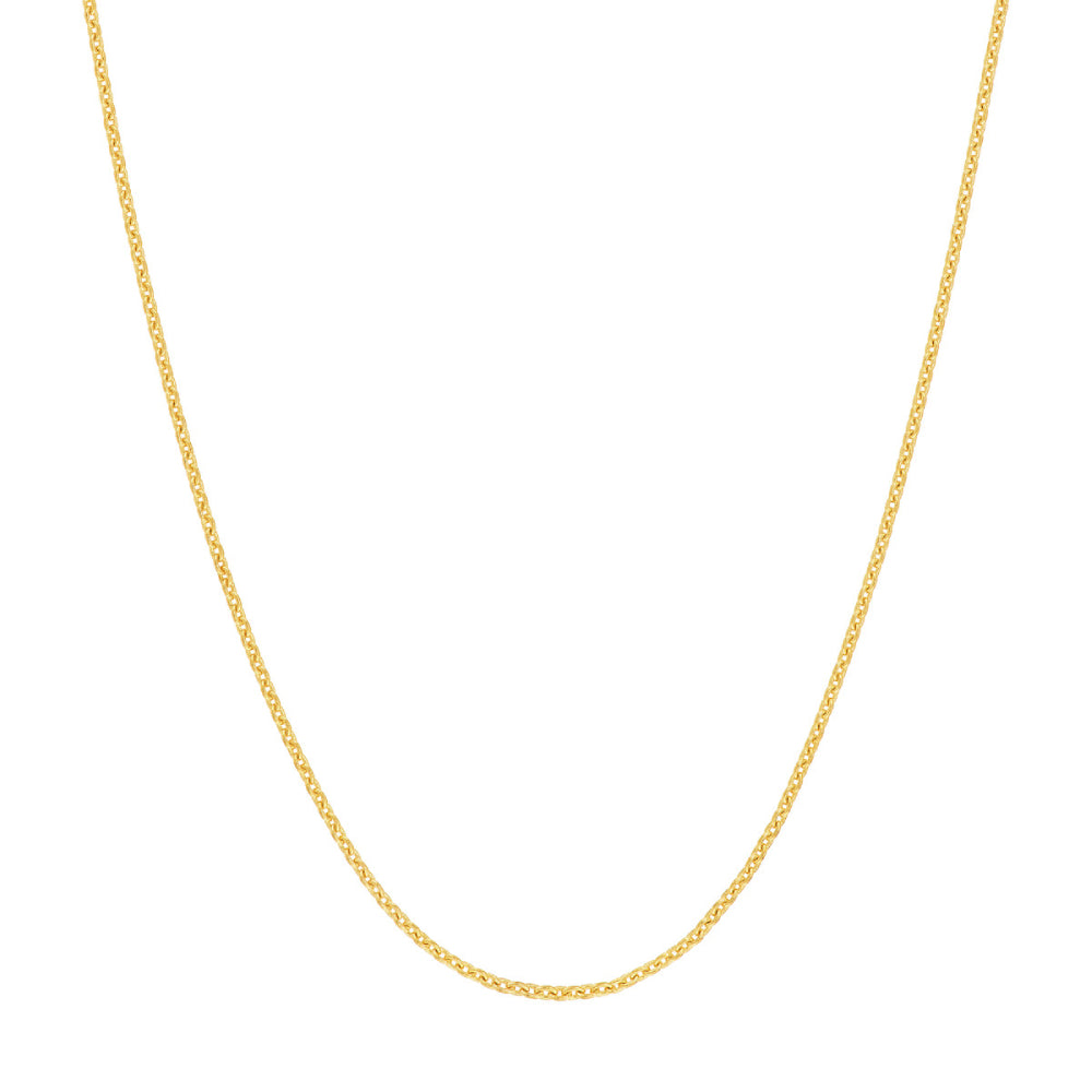 18-Inch 18k Yellow Gold Cable Chain with 0.7mm Width and Lobster Clasp Jewelry