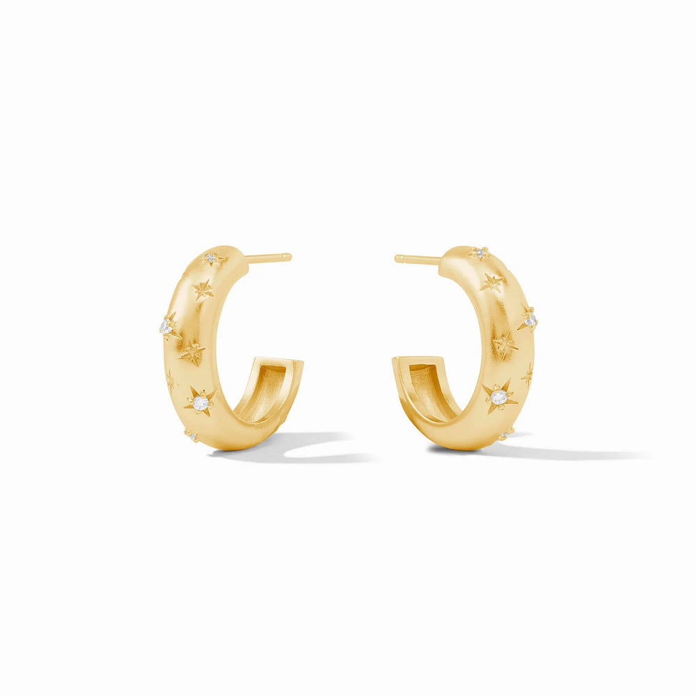Julie Vos Cubic Zirconia Luna Stone Golden Hoop Earrings