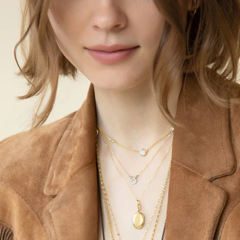 Monica Rich Kosann 18k Gold Sun, Moon & Stars Diamond Necklace for Women's Jewelry