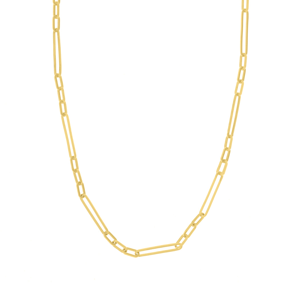 14k Yellow Gold Paper Clip Style Chain Necklace for Fashion Lovers