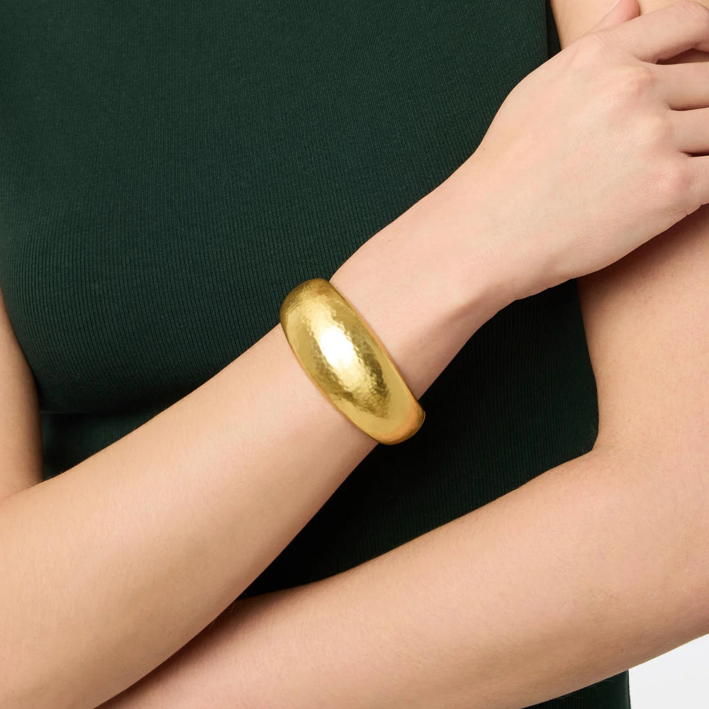 Julie Vos 24k Gold Plated Catalina Hinge Bangle with Geometric Piercework