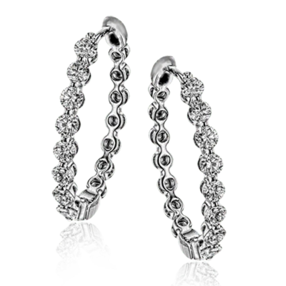 Simon G. 18k White Gold Luxury Diamond-Embedded Harmonie Hoop Earrings for Women