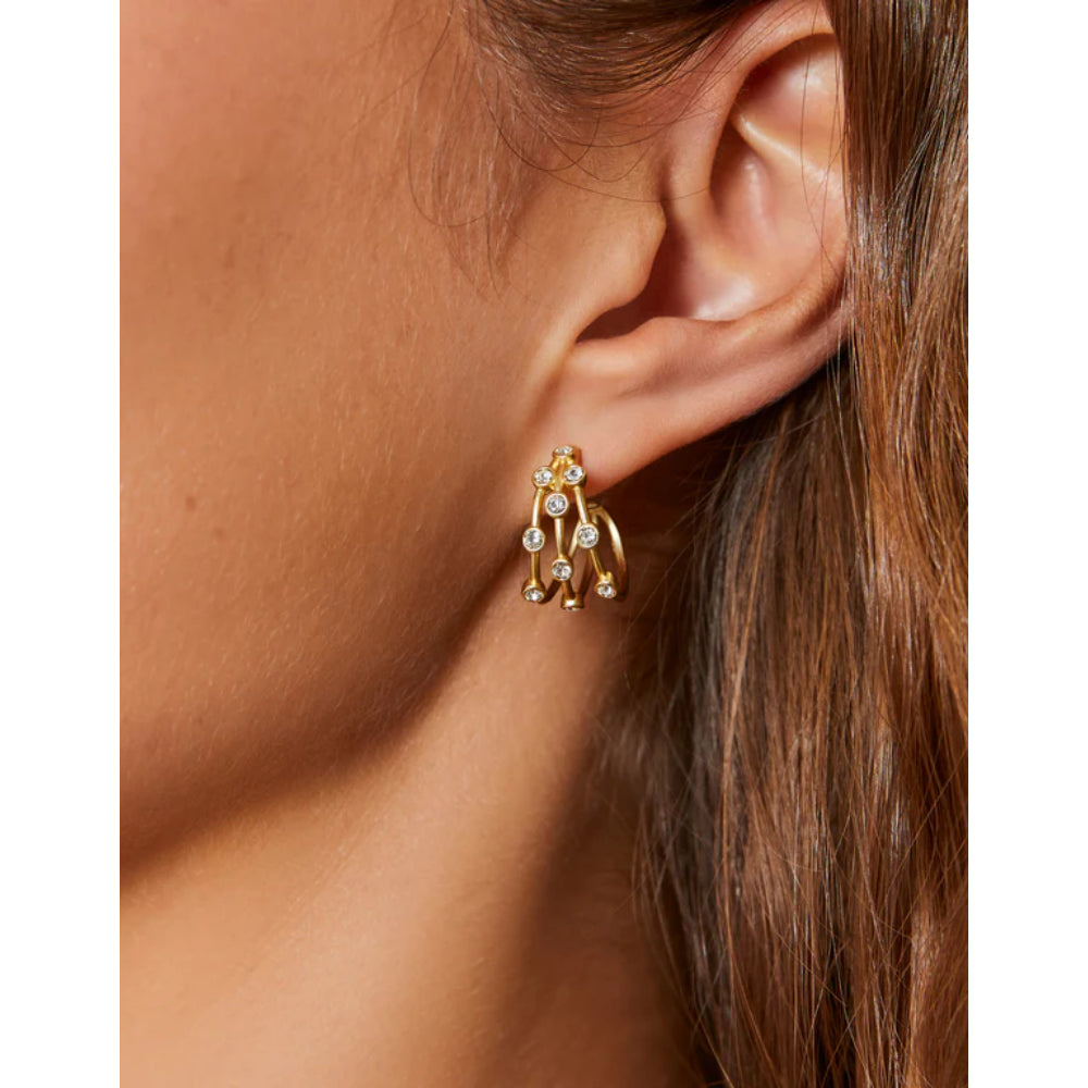 Sparkling 18kt Gold Plated Barratt Hoop Earrings with Glass Crystals