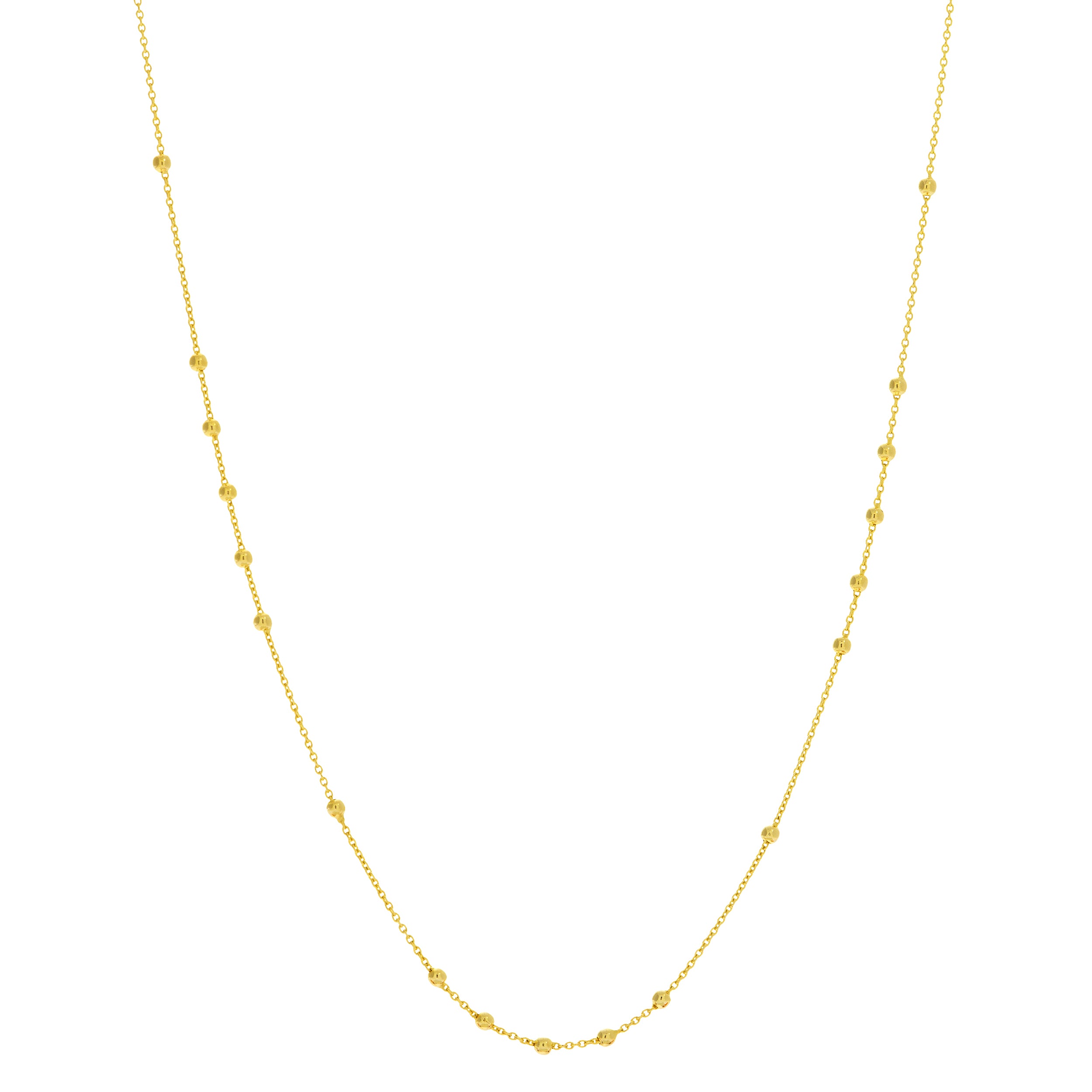 18-Inch 14K Gold Bead Station Necklace for Stylish Layering