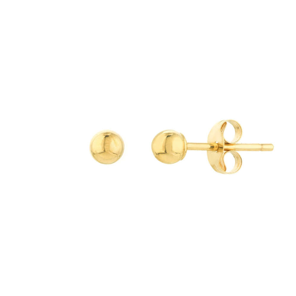 14k Solid Gold Polished Ball Stud Earrings for Women's Fashion Jewelry