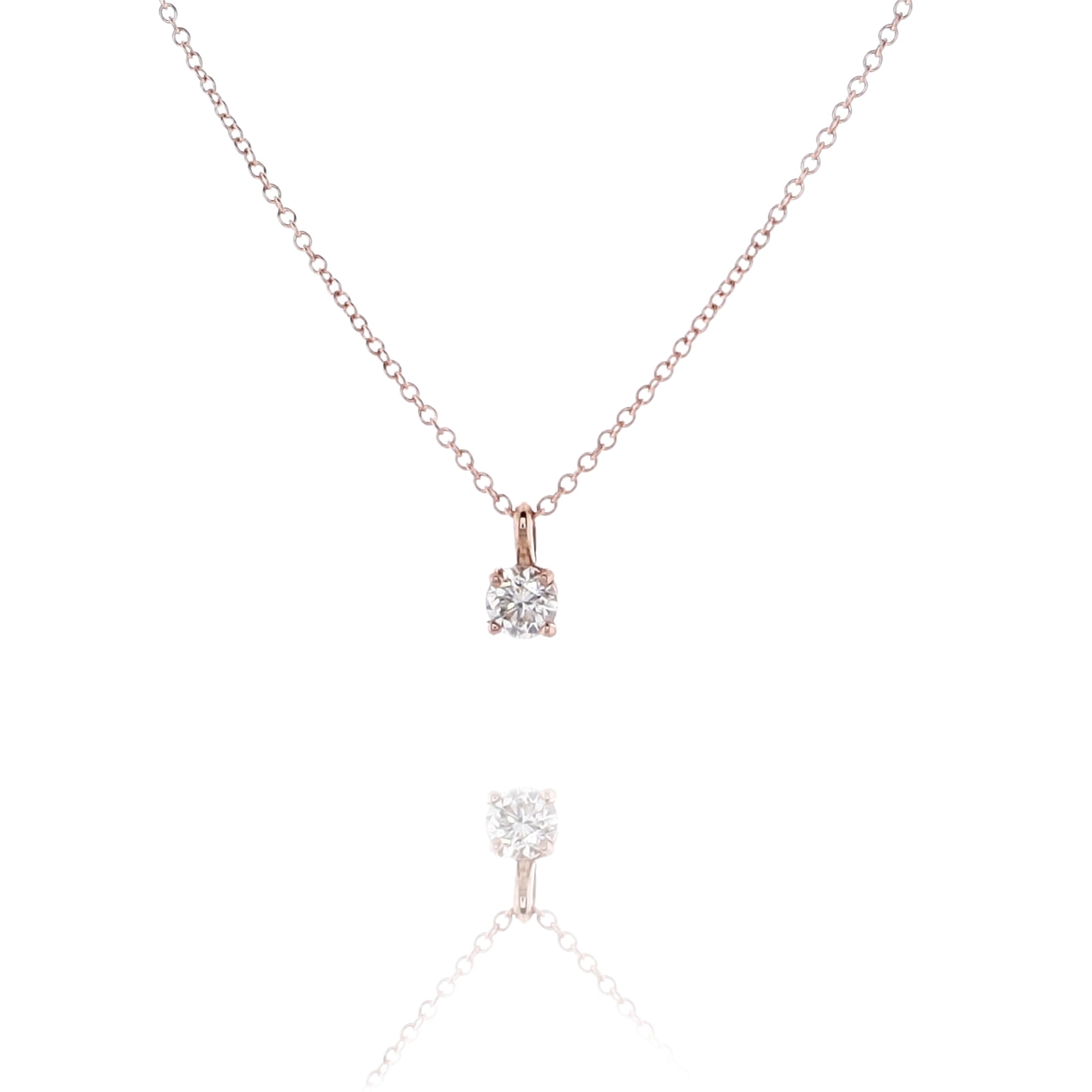 Estate 14 Karat Rose Gold Single Diamond Solitaire Slide Pendant Necklace for Women