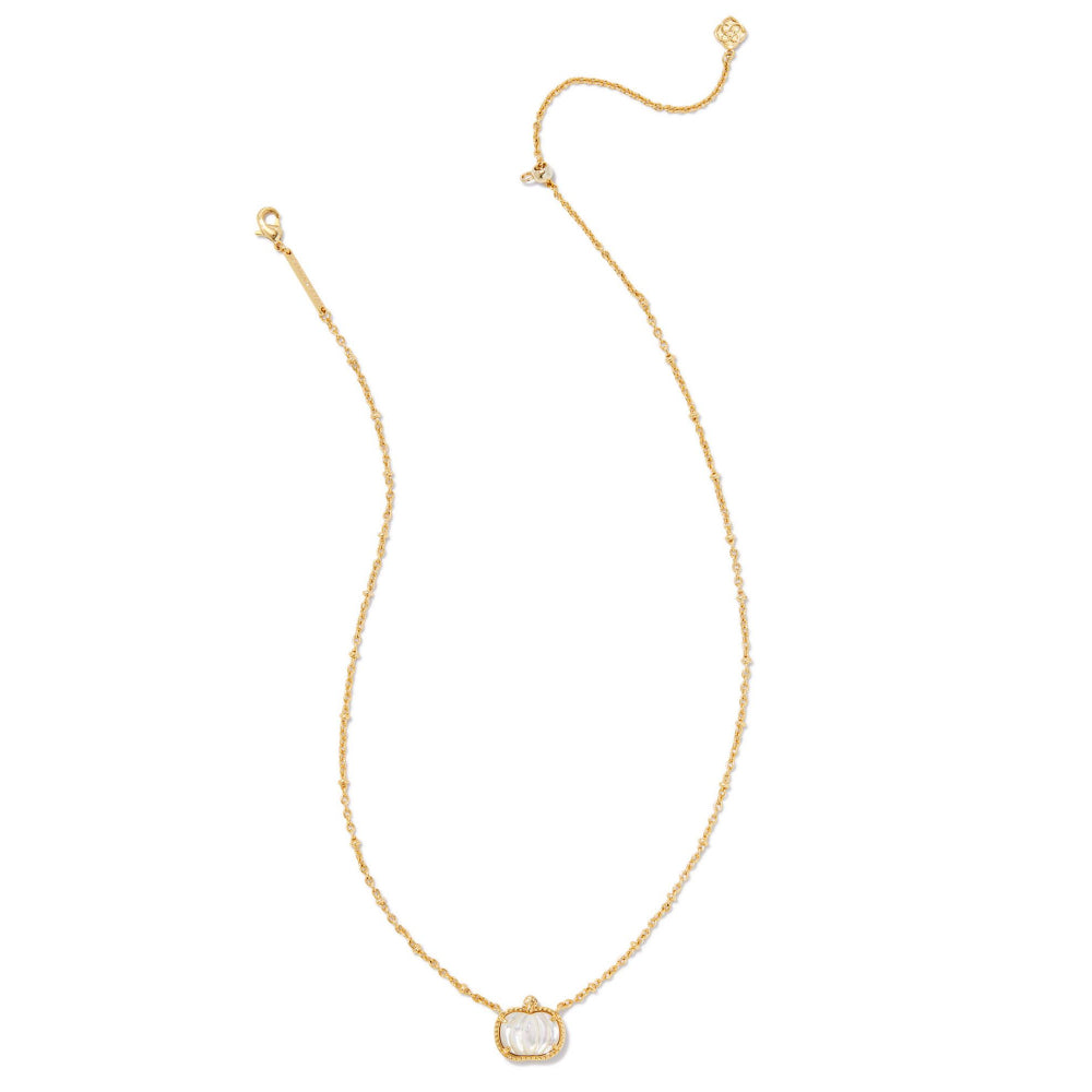 Kendra Scott Ivory Mother of Pearl Gold Short Pumpkin Pendant Necklace