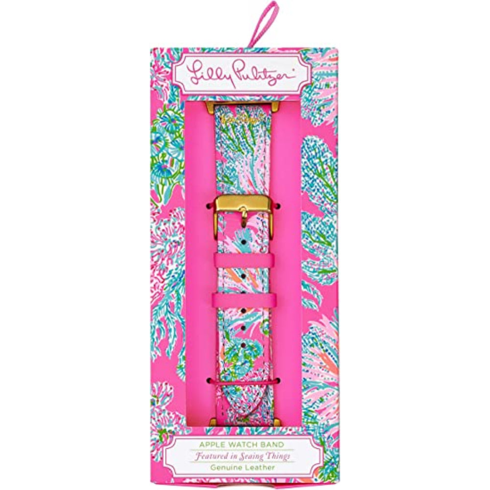 Lilly Pulitzer Colorful Printed Leather Apple Watch Band with Gold Hardware