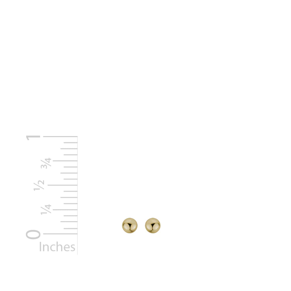 Gorgeous 14k Yellow Gold 4mm Solid Ball Stud Earrings