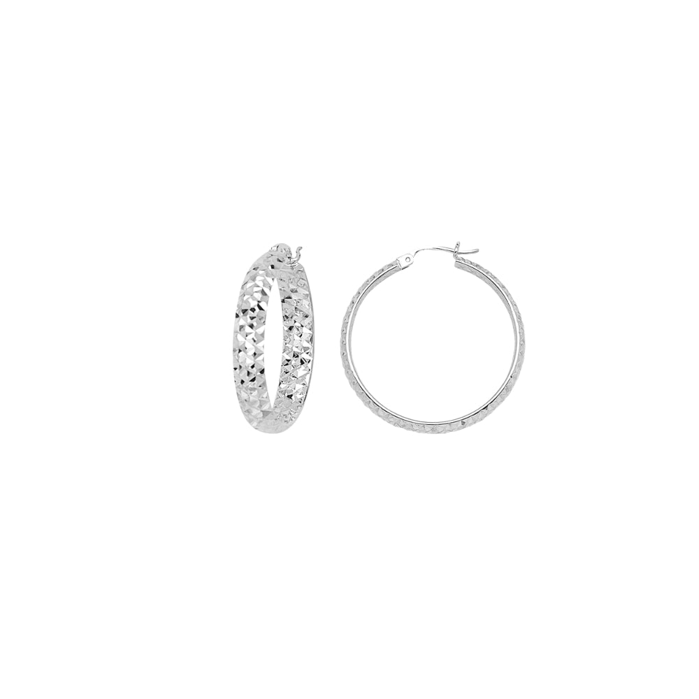 Sparkling 14k Gold Diamond-Cut Hoop Earrings for Shining Looks