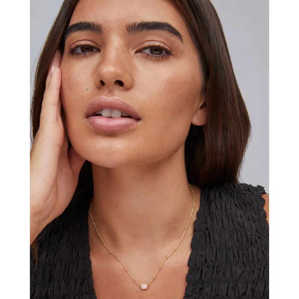Kendra Scott Gold-Plated Mini Elisa Pink Opalite Crystal Satellite Short Pendant Necklace