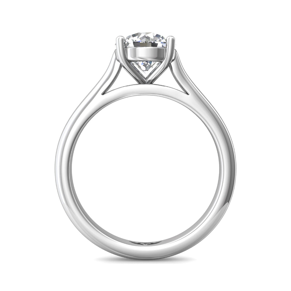 14k White Gold Martin Flyer Round Diamond Solitaire Engagement Ring