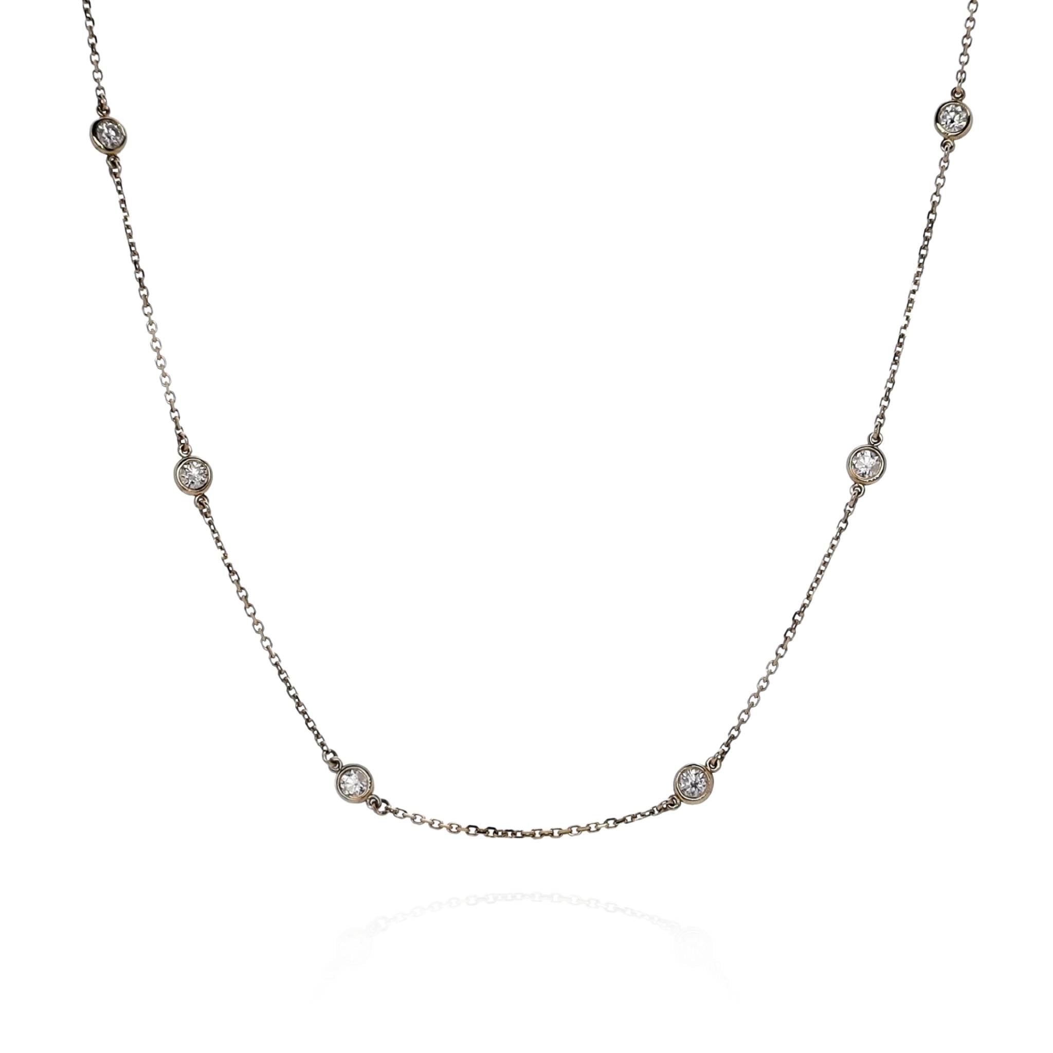 14k Yellow Gold 2.65mm Diamond Station Necklace by Diamonds By The Yard