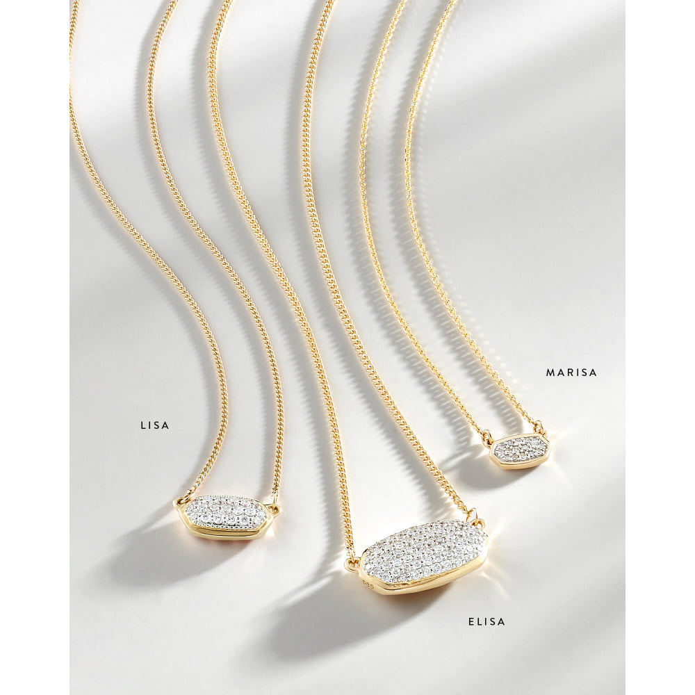 Kendra Scott Lisa 14k Gold Pave White Diamond Pendant Necklace - A Dainty and Sparkling Jewelry Piece