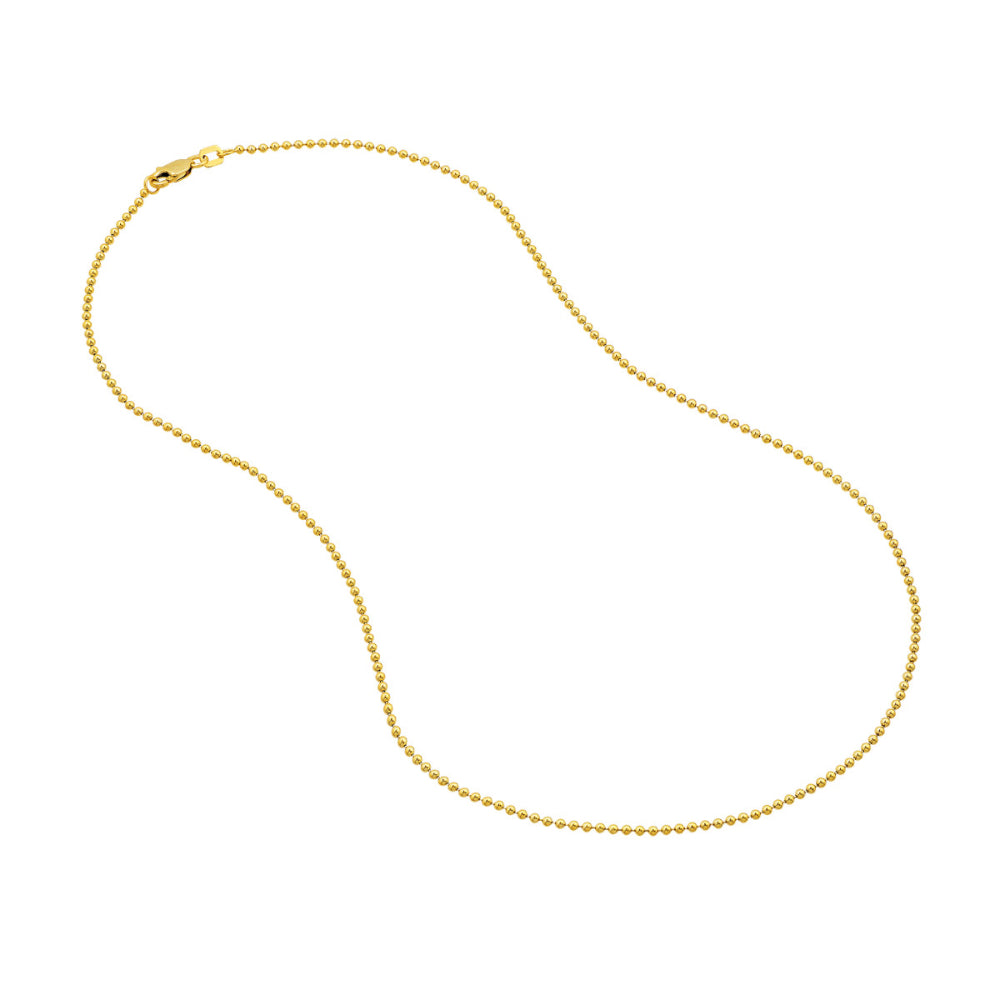 18-Inch 14k Yellow Gold Beaded Chain Necklace - A Timeless Jewelry Piece