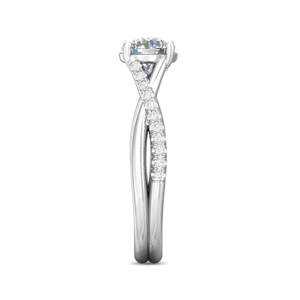 Martin 14k White Gold Round Diamond Engagement Ring with Twisted Shank for a Stunning Proposal