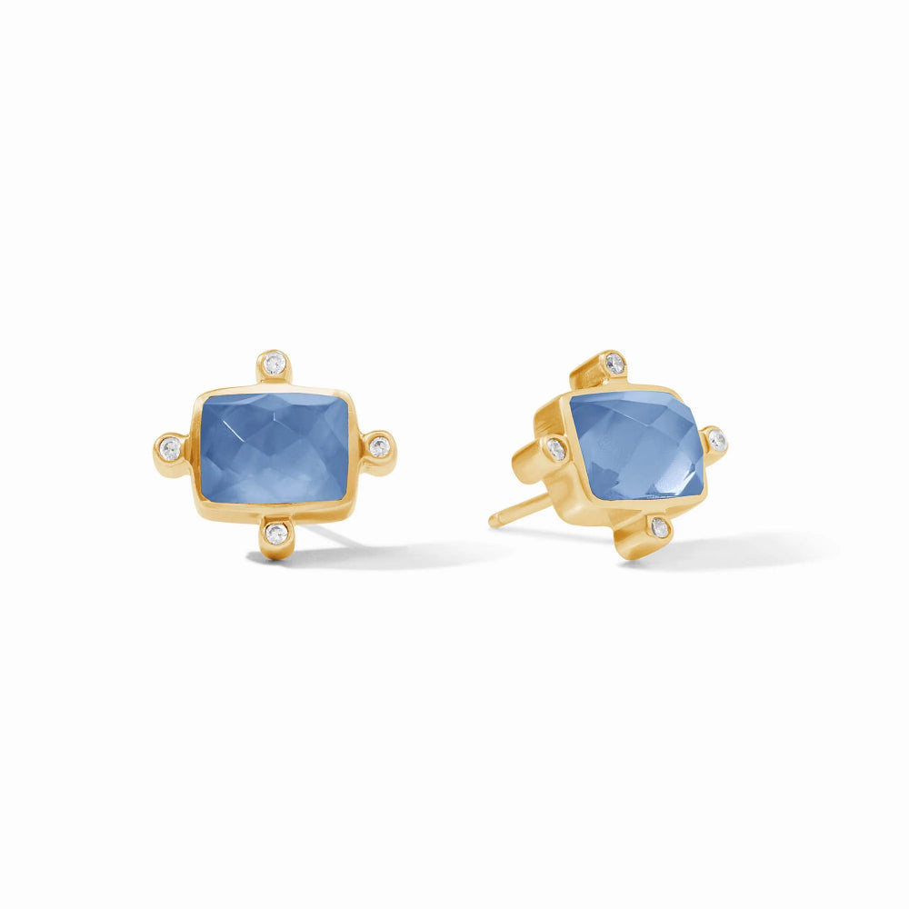 Julie Vos Clara Rose Cut Glass Stud Earrings with Brilliant CZ
