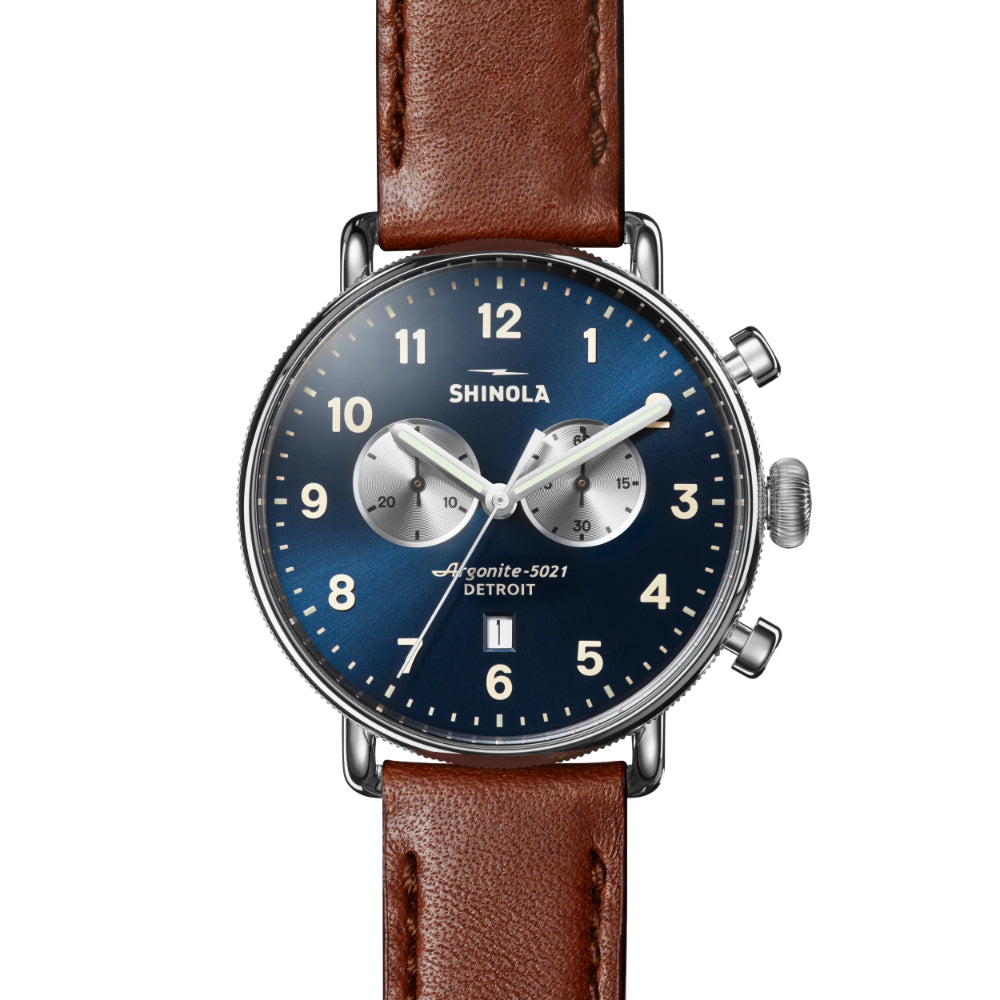 Shinola The Canfield 43mm Quartz Chronograph Wristwatch with a Modern Take on Classic Design