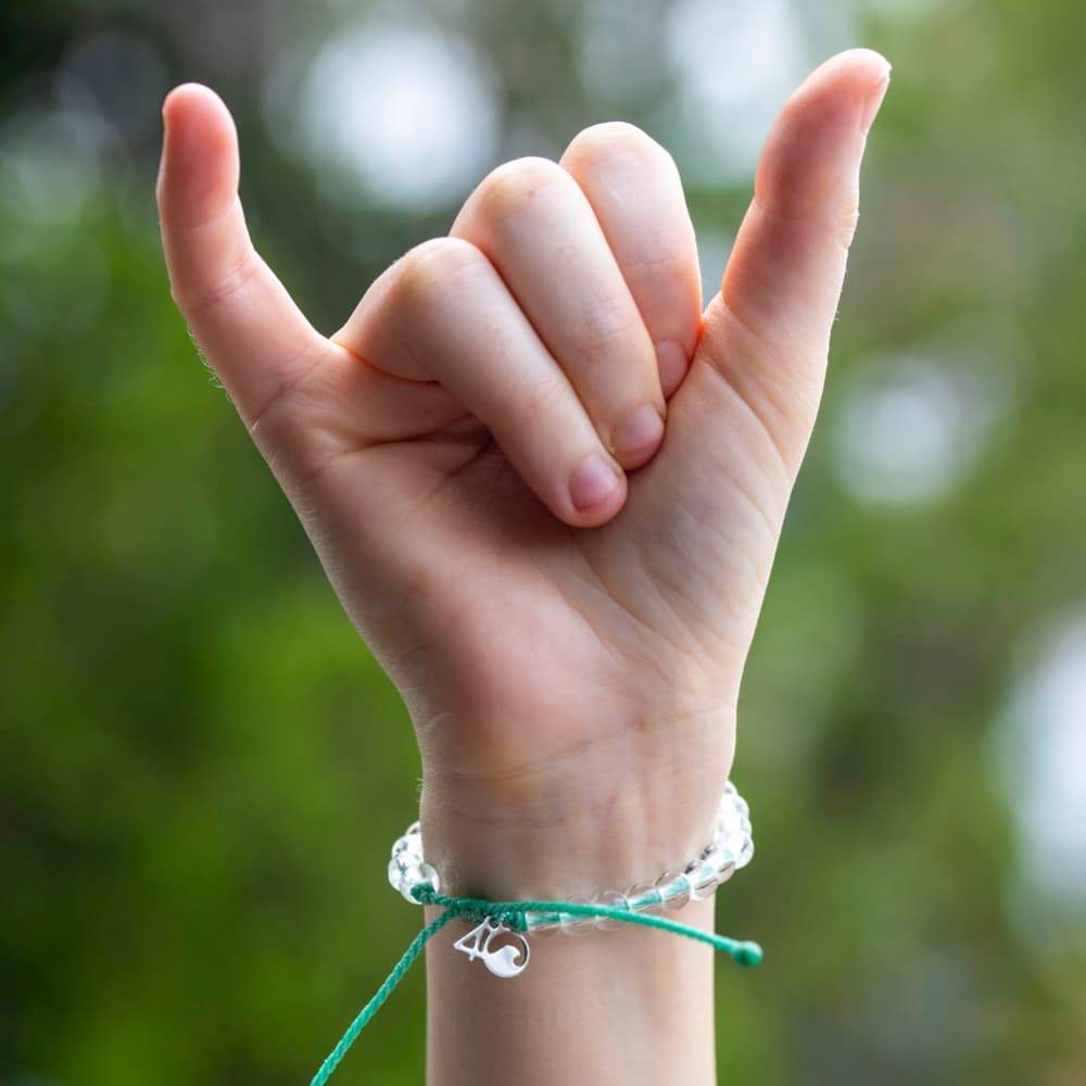 4Ocean Sea Foam Green Beaded Bracelet Featuring Loggerhead Sea Turtle Design for Ocean Conservation