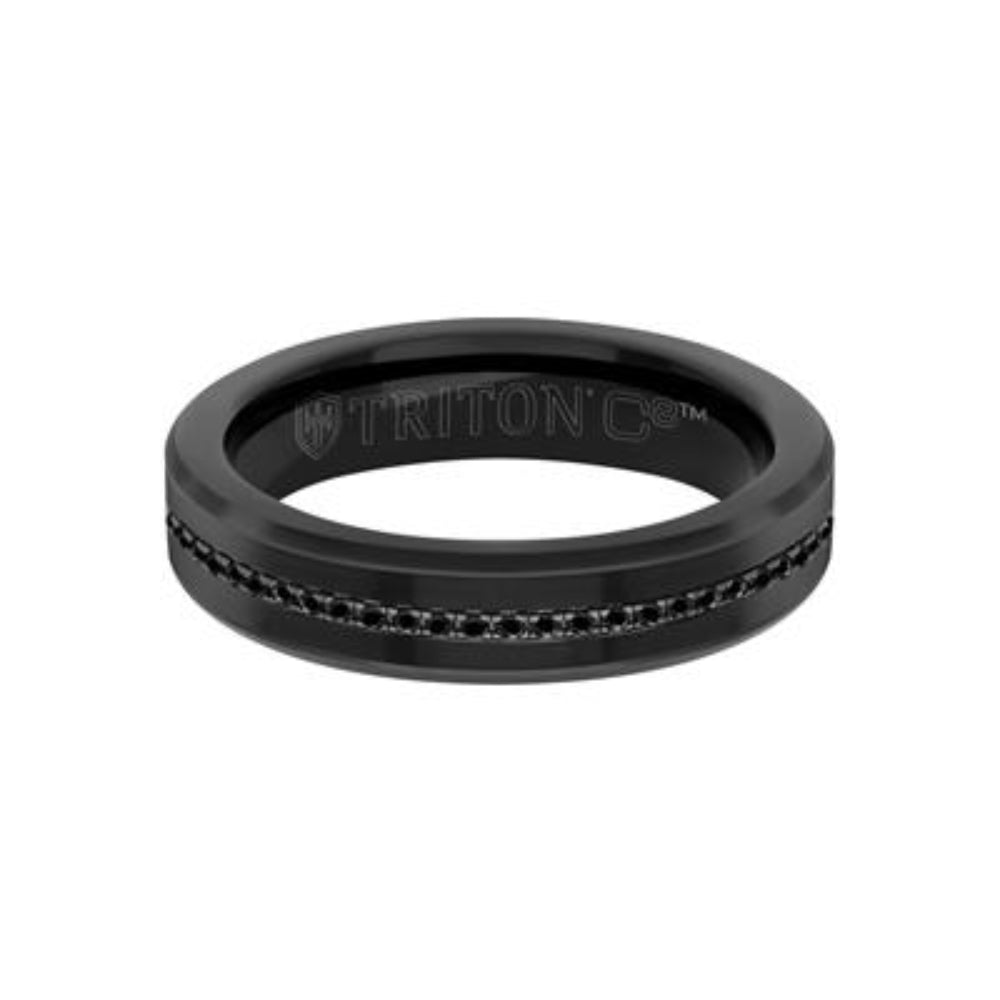 Men's 5mm Black Sapphire Ceramic Inlay Tungsten Carbide Band