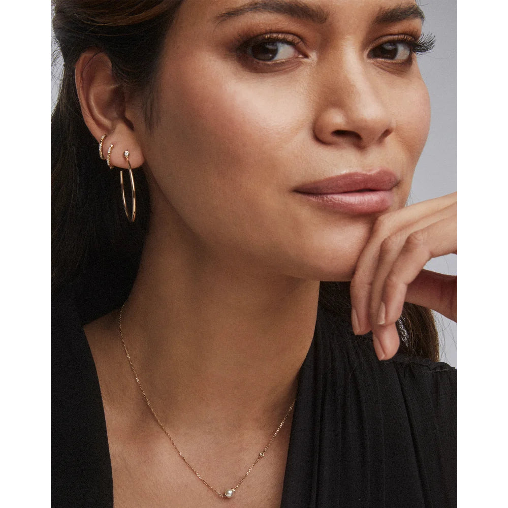 Kendra Scott 14k Yellow Gold Pearl Pendant Necklace with Asymmetrical Diamond Detail