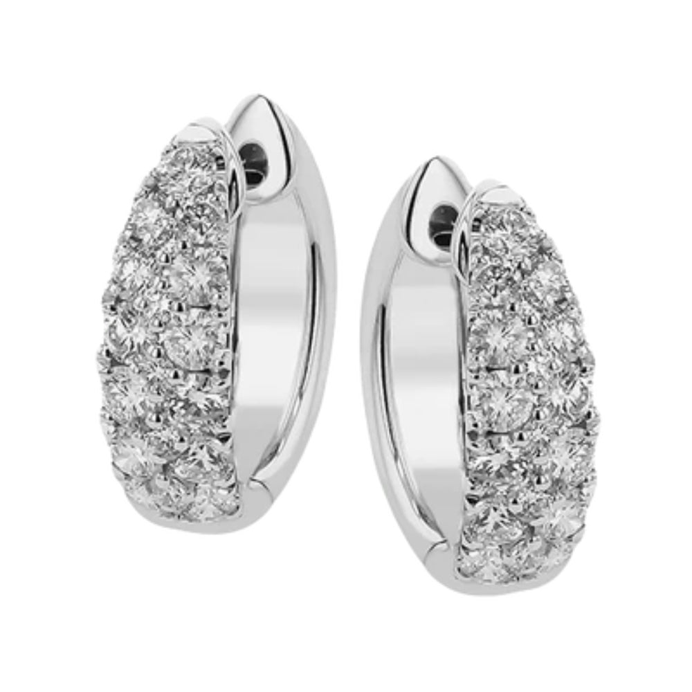 18k White Gold Tapered Diamond Hoop Earrings by Simon G.