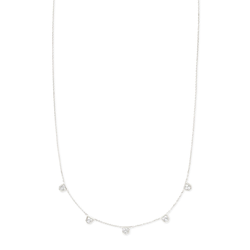 Kendra Scott's Exquisite 14k Gold Shannon Collar Necklace Adorned with White Diamonds
