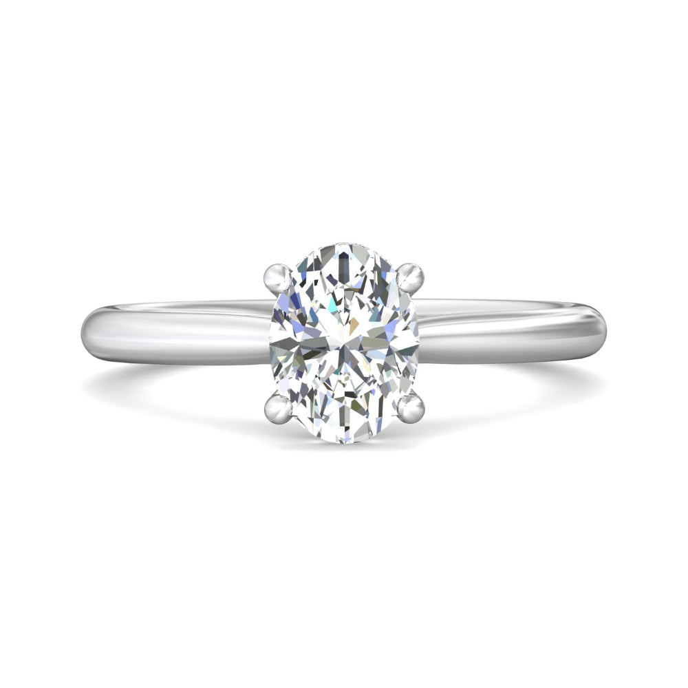 14k Oval Solitaire Engagement Ring with Hidden Halo by Martin Flyer